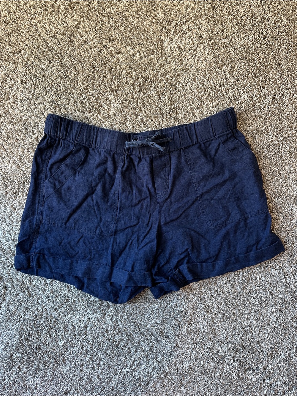 New York & Company Navy Blue Linen Beach Shorts
